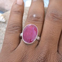 Red Ruby Ring, Oval Faceted Ruby Ring, 925 Sterling Silver Ring, Handmade Artisan Ring, July Birthstone Ring, Natural Ruby Ring, Gold Ring Ruby is a red variety of corundum, an aluminum oxide with a hardness of 9. Its crystal system is hexagonal (trigonal). It forms in prismatic, tabular, bipyramidal or rhombohedral crystals. It also occurs in granular or massive habits. It is an extremely hard and durable gemstone. Meaning: Ruby means 'red gemstone'. The name originated from French and English. Red Oval Rings With Natural Stones, Oval Ruby Ring With Large Stone For Gift, Handmade Oval Ruby Ring Gift, Oval Ruby Ring Stamped 925 For Gift, Oval Ruby Ring Stamped 925 As Gift, Handmade Oval Ruby Ring For Anniversary, Oval Cabochon Ruby Ring In Sterling Silver, Sterling Silver Oval Cabochon Ruby Ring Gift, Handmade Oval Cabochon Ruby Ring For Anniversary