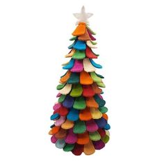 a multicolored felt christmas tree ornament