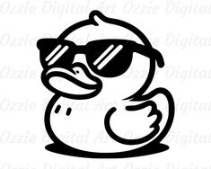 a rubber duck with sunglasses on it's head