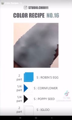 the color recipe is displayed on an ipad screen, and it appears to be gray