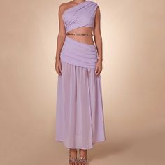 Goddess Mesh Dress OCS Trade Co. Chic Maxi Dress With Cut-out Waist For Party, Chic Maxi Dress With Side Cutouts For Party, Party Dress With Side Cutouts In Maxi Length, Party Dress With Side Cutouts Maxi Length, Party Maxi Dress With Side Cutouts, Take A Risk, Medium Purple, Take Risks, Shine On