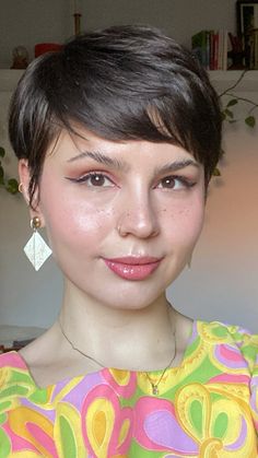 Follow @passingwhimsiesblog for more short hair styling inspiration! Pixie Hairstyles For Square Faces, Plus Size Pixie Cut, Pixie Cut For Round Face Plus Size, French Pixie Haircut, French Pixie, 1960's Hairstyles, Short Hair Styling, Pixie Cut Round Face, Tomboy Haircut