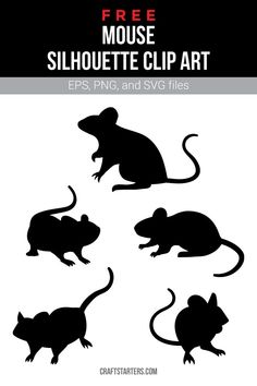 the silhouettes of mice are shown in black and white, with text reading free mouse silhouette