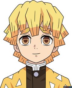 an anime character with blonde hair wearing a yellow jacket and black pants, looking at the camera