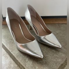 Silver Heels, Size 8.5. Silver Fitted High Heel Court Shoes, Silver Pointed Toe Court Shoes, Classic Silver Fitted Heels, Classic Fitted Silver Heels, Charles David, Silver Heels, Shoes Brand, Shoe Brands, Shoes Women Heels