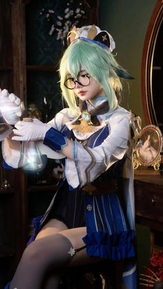 Sucrose Cosplay, Sucrose Genshin Impact, Cosplaystyle Female, Cosplay Genshin, Video Game Cosplay, Kawaii Cosplay, Cosplay Characters, Cute Cosplay, Cartoon Character Design