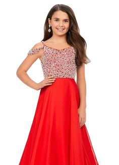 Ashley Lauren Kids 8220 Beaded Bustier A-Line Off The Shoulder Sweetheart Neckline Chiffon Gown. We are obsessed with this elegant gown! The fully beaded bodice features off shoulder straps and a fabulous Red Sweetheart Neckline Ball Gown For Pageant, Red Ball Gown With Fitted Bodice For Pageants, Red Ball Gown With Fitted Bodice For Pageant, Red Dresses With Sheer Fitted Bodice, Red Chiffon Dress With Fitted Bodice, Red Gown For Pageant During Prom Season, Pageant Dress With Sweetheart Neckline And Lined Bodice, Red Gown With Sheer And Fitted Bodice, Pageant Dress With Sweetheart Neckline And Tulle Material