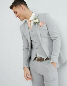 Light Grey Suits Wedding, Light Gray Wedding, Suits Ideas, Groom's Attire, Boy School, Suits Groom, Groom's Suit, Grey Suit Wedding