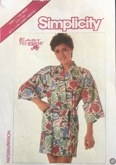 1985 Simplicity 0017 pattern in good condition! The pattern is missing the outside envelope; all pieces and instructions are enclosed in a plastic sleeve. Please see photos. Sizes Petite-Small-Medium.  Short (mid-thigh) KIMONO ROBE, dropped shoulders, below elbow length sleeves, patch pockets and TIE BELT sliped through carriers. Measurements: Bust: 30-1/2" - 38" Waist: 23" - 30" Hip 9" below waistline: 32-1/2" - 40" Back neck to waist: 15-1/2" - 16-3/4" FREE SHIPPING! Please contact me if you have any questions. Thank you for visiting my shop! Don't see the pattern you're looking for? I have a large inventory of patterns of all types that are not listed. Please contact me if you're looking for a particular pattern, pattern size or pattern number. Thank you! Please visit my other Etsy shop Kimono Jacket Sewing Pattern Mccall's & Simplicity Sewing Patterns, Elbow Length Sleeve, Vintage China, Easy Sewing, Sewing, Pattern