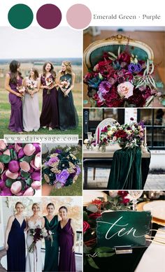 the color palette is green, purple and pink for this bridesmaid's wedding