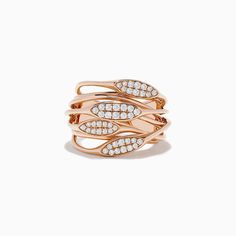 Effy 14K Rose Gold Diamond Crossover Ring 14k Rose Gold Stackable Rings Fine Jewelry, Luxury Rose Gold Stackable Rings With Rose Cut Diamonds, Modern Rose Gold Rings With Rose Cut Diamonds, Modern Rose Gold Diamond Ring With Rose Cut, Modern Rose Gold Ring With Rose Cut Diamonds, Luxury Rose Gold Stackable Rings With Brilliant Cut, 14k Rose Gold Rings Fine Jewelry, Diamond Crossover Ring, Crossover Diamond Ring