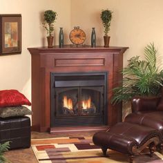 a fireplace with a clock on top of it