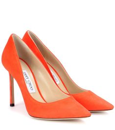 Orange Shoes Heels, Jimmy Choo Romy 100, Orange High Heels, Heels Orange, Orange Pumps, Jimmy Choo Boots, Jimmy Choo Romy, Shoes Orange, Jimmy Choo Pumps