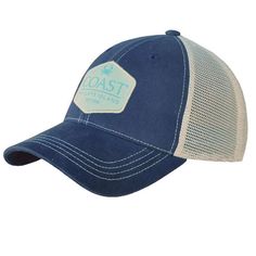 Navy blue cotton Natural mesh trucker hats Natural/green COAST patch on the front One size fits all with adjustable snaps in the back. Will Be Back Soon, Sorry For The Inconvenience, Be Back Soon, Preppy Outfits, The Coast, Country Club, Trucker Hats, One Size Fits All, Pink And Green