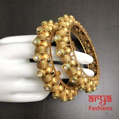 Jaipuri Rajwadi Golden Kada Bangles with Kundan stones Kundan Kada, Meenakari Bangles, Kundan Bracelet, Wedding Jewelry Indian, Traditional Bangles, Kada Bangles, Gold Bangles For Women, Kundan Bangles, Stone Feature