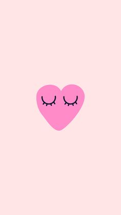 a pink heart with eyes closed on a pink background