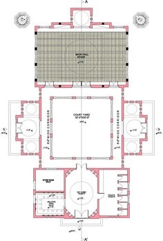 the floor plan for an indoor basketball court, with two courts and one goal area