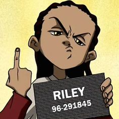 a cartoon character holding up a sign that says riley