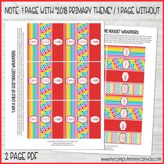 the printable rainbow stripe pattern is shown in two different colors