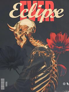 a magazine cover with a skeleton holding a flower in it's mouth and the words ellippe written below