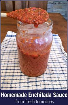 homemade enchilada sauce from fresh tomatoes in a jar