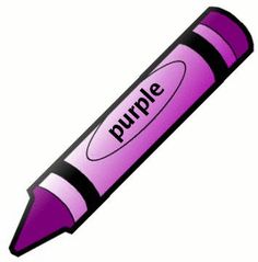 a purple crayon pencil with the word purple written in black and pink on it