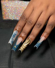 Long Acrylic Nail Designs, Girly Acrylic Nails, French Tip Acrylic Nails, Cute Acrylic Nail Designs, Classy Acrylic Nails, Dope Nail Designs, Long Acrylic Nails Coffin