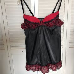 Silky, Lace Accents, Underwire, Semi Lined, Adjustable Velvety Spaghetti Straps, Cotton Crotch G-String, Excellent Condition Delicate Straps Camisole For Night Out, Black Camisole With Adjustable Straps, Coquette Style Camisole For Night, Black Underwire Camisole With Lined Body, Black Underwire Camisole With Lace Trim, Women's Intimates, Spaghetti Strap, Spaghetti, Pajamas