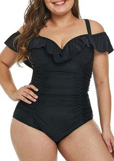 The Emes Shop one-piece is detailed with a ruffled off-the-shoulder sweetheart neckline. and thick adjustable tank straps that crossover in back. Features side ruching details. and a full coverage bottom. This chic and classic swimsuit is perfect for a relaxing beach day.MATERIAL:82%Polyester. 18% Spandex MEASUREMENTS:1X : 14W-16W Waist: 37-39 in Chest: 43-45 in Hips: 46-48 in 2X : 16W-18W Waist: 39-41 in Chest: 45-47 in Hips: 48-50 in 3X : 18W-20W Waist: 41-43 in Chest: 47-49 in Hips: 50-52 ... Solid Fitted Off-shoulder Swimwear, Fitted Ruched Swimwear With Ruffled Straps, Fitted Off-shoulder Swimwear With Ruffles, Fitted Off-shoulder Ruffled Swimwear, Fitted One-shoulder Swimwear With Ruffles, Athletic Swimwear, Curvy Swimwear, Plus Size One Piece, Trendy Swimwear