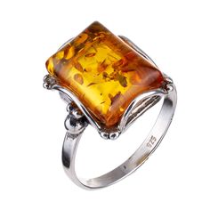 PRICES MAY VARY. SIZE AND WEIGHT: Weight: 3.18 g; Stone Size: 0.54" x 0.38" REAL AMBER: Made of genuine natural Baltic amber imported from the Baltic region of Europe (Poland, Lithuania). 925 STERLING SILVER: We only use sterling silver for our products. Each ring stamped with "925" that ensures 92.5% of silver. Recommended by the International Amber Association. When it comes to our sterling silver and Baltic amber jewelry, what makes the beautiful handcrafted pieces so distinguishable is the v Rectangle Ring, Baltic Amber Jewelry, Amber Crystal, Amber Ring, Amber Stone, Amber Jewelry, Jewelry Women, Look Plus, Baltic Amber