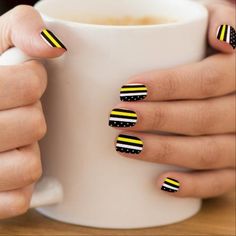 $20.00 | Nails Art - Thin Yellow Line Dispatcher Flag #dispatch #dispatcher #thinyellowgoldline #voice #radio #ambulance #emergency #911 #police #call Wedding Nail Polish, Gel Nails At Home, Yellow Line, Fall Inspiration, Black Nail, Short Nail Designs, Beach Nails