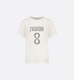 The white T-shirt showcases the 'J'ADIOR 8' lettering, in reference to Christian Dior's lucky number. Crafted in cotton and linen jersey, it features a round neck and a casual silhouette that pairs easily with a multitude of styles.. Dior Star, Christian Dior Couture, Lucky Number, Dior Couture, Tuxedo Jacket, Pant Shirt, White T Shirt, Casual Fits, Lace Up Shoes