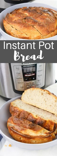 an instant pot bread recipe is shown in this image