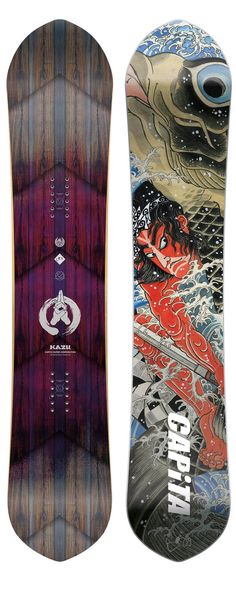 a snowboard with an artistic design on it