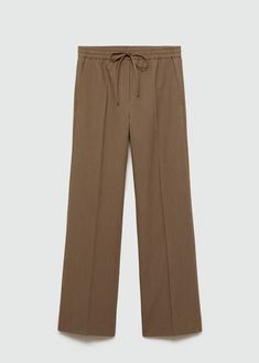 Elastic-waist straight pants - Women | MANGO USA Pants With Elastic Waist, Fitted Trousers, Pants Women, Straight Pants, Check Pattern, Winter Style, Autumn Winter Fashion, Dress Pants, Poland