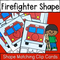 a fire truck shape matching clip cards