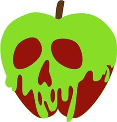 a green apple with a skull on it