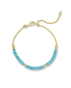 Deliah Gold Delicate Chain Bracelet in Variegated Turquoise Magnesite | Kendra Scott Adjustable Turquoise Jewelry With Adjustable Chain, Turquoise Hand-strung Bangle Jewelry, Turquoise Hand-strung Bangle, Everyday Hand-strung Turquoise Jewelry, Everyday Turquoise Hand-strung Jewelry, Adjustable Box Chain Bangle Jewelry, Adjustable Box Chain Bangle, Adjustable Turquoise Stackable Jewelry, Turquoise Bangle For Everyday Wear