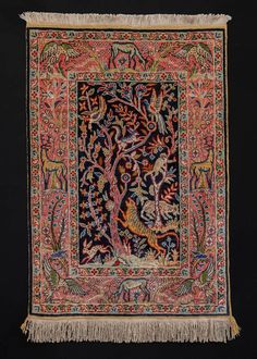 Vintage Silk Pictorial Tabriz Rug - 1'8 x 2'8 Tabriz Rug, Vintage Type, Types Of Rugs, Carpet Design, Silk Rug, Vintage Country, Shop Products, Flora And Fauna, Vintage Silk