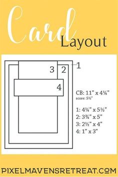 the card layout is shown with measurements for each square and four sides, including one side that