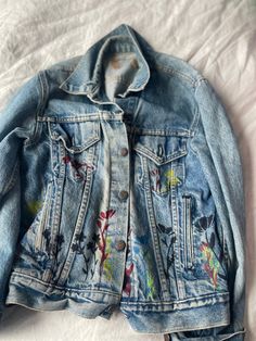 Wildflowers handpainted by Becca Heringer Clothes Art, Jean Jacket, Wild Flowers, Clothes, Art