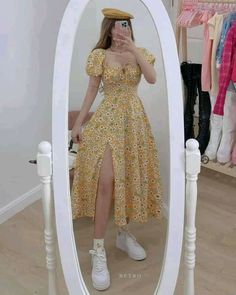 Simple Engagement Dress, Dress For Chubby, Cotton Dresses Summer, Fancy Short Dresses, Dresses Western, Casual Sundress, Fashion Top Outfits