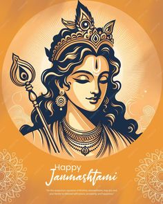 happy janmash greeting card with an image of the hindu goddess