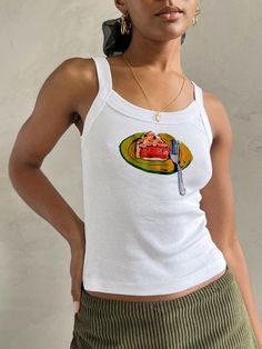 Streetwear Tank Top, 2000s Clothing, Graphic Baby Tee, Aesthetic Streetwear, Baby Graphic Tees, Y2k Clothes, Mini Robes, Sleeveless T Shirt, Womens Cami