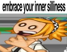 an image of a cartoon character saying, embrace your inner stillness with the caption