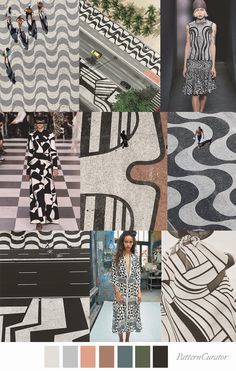 a collage of photos with different colors and patterns on them, including black and white