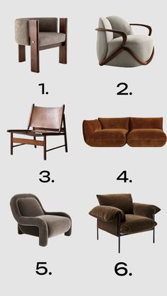 the different types of chairs and couches