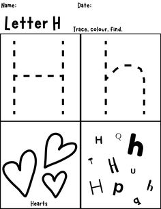 the letter h worksheet for children to learn how to write and draw letters