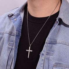 Features: Religious Jewelry, Quick ShipLink Construction: SolidShape: CrossMetal Color: WhiteChain Length: 24 InchChain Construction: BoxCare: Wipe CleanMetal: Stainless SteelNecklace Type: Pendant NecklacesCountry of Origin: Imported Cross Necklace Simple, Boys Necklace, Stainless Steel Cross Pendant, Cross Necklaces, Steel Cross, Cross Chain, Religious Jewelry, Cross Pendant Necklace, Men Necklace