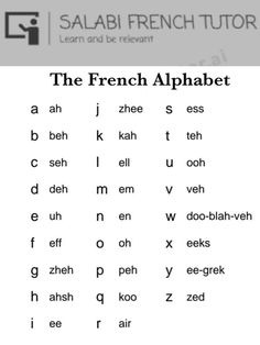 the french alphabet is shown in black and white